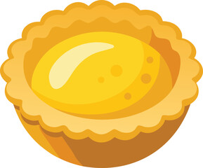 Flaky crust egg tart on white background