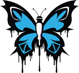 Graffiti butterfly art with spray paint effects