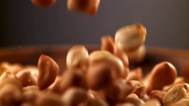 Falling Roasted Peanuts in Dynamic Motion with Selective Focus