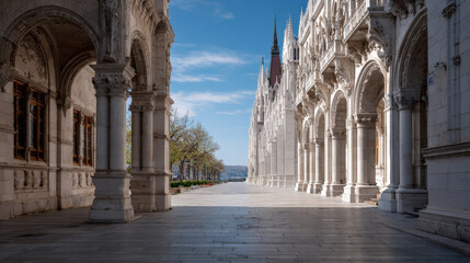 Obraz premium stunning view of europe capital cities featuring iconic architectural landmarks devoid of people