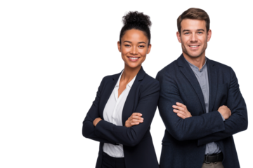 Portrait of a happy and confident multi-ethnic business team standing together with arms crossed, smiling at the camera