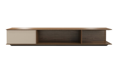 Brown veneer behind sofa coffee table with a bottom shelf and storage box. 3d render