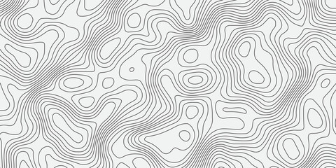 Abstract black and white topographic contour line pattern. Minimalist elevation map style background, perfect for geography, terrain, or scientific design concepts in modern graphic projects.