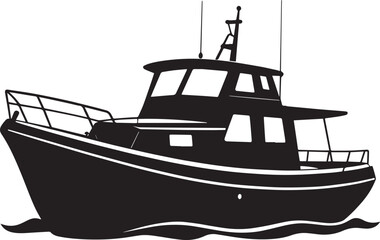 Canal Boat Silhouette in Black | Traditional Narrowboat Illustration Vector