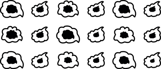 Adorable Playtime Crayon Clouds –Black Cute Cartoon Doodle Outlines in a Childlike Sketch Style

