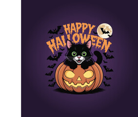 Black Cat in Pumpkin Lantern


