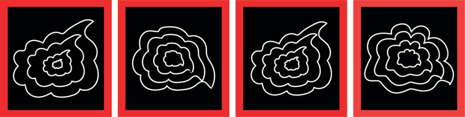 Playful Kids’ Crayon Cloud Collection – Simple and Sweet Hand-Drawn Cartoon Shapes for Creative Projects In Red Frame

