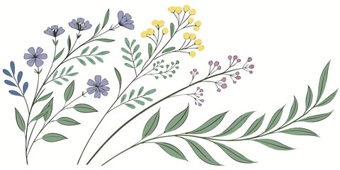 Seamless vector floral pattern illustration with spring flowers and nature-inspired leaf elements for a decorative background design