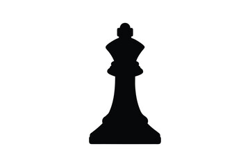 Isolated Black Chess King Piece on White Background in Silhouette Style silhouette