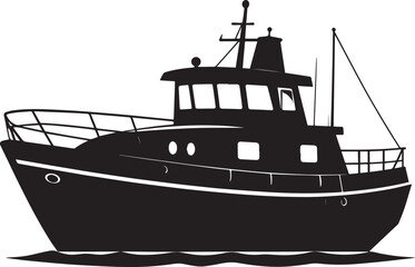 Canal Boat Silhouette in Black | Traditional Narrowboat Illustration Vector