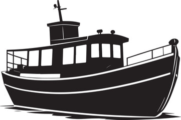 Obraz premium Canal Boat Silhouette in Black | Traditional Narrowboat Illustration Vector