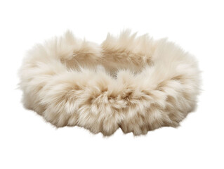 PNG of A soft, luxurious faux fur pillow in a creamy beige color, adding warmth and comfort to any home decor. - on Transparent or White BG