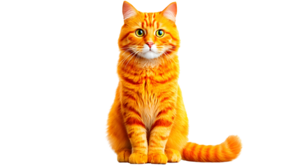 Orange Tabby Cat with Bright Eyes Sitting and Looking Forward