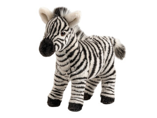 Obraz premium PNG of A cute, plush zebra toy with detailed black and white stripes, perfect for children or as a decorative piece. - on Transparent or White BG