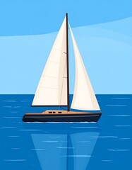 Sailing yacht on blue water