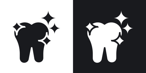clean tooth icon in black and white glyph versions