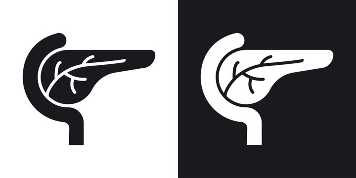 pancreas icon in black and white glyph versions