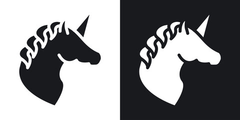 Unicorn icon in black and white glyph versions