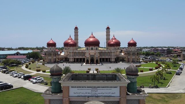 Aerial View of Grand Mosque Landmark in West Aceh, Indonesia