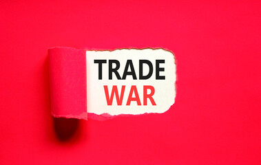Trade war symbol. Concept word Trade war on beautiful white paper. Beautiful red paper background. Business trade war concept. Copy space.