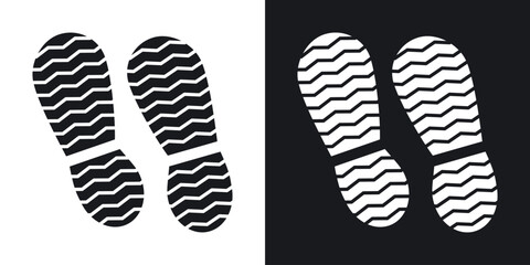 Shoe print icon in black and white glyph versions
