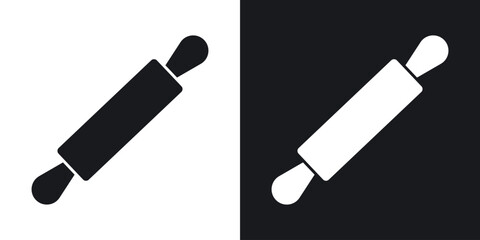 Rolling pin icon in black and white glyph versions