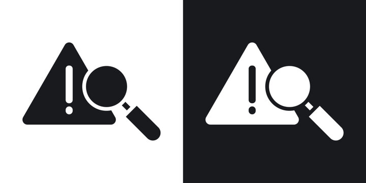 Risk analysis icon in black and white glyph versions