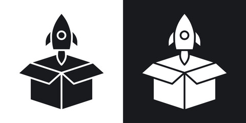 Product release icon in black and white glyph versions