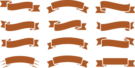 Collection of Various Brown Ribbon Banners, Perfect for Adding a Decorative Touch to Designs and Celebrating Special Occasions and Accomplishments