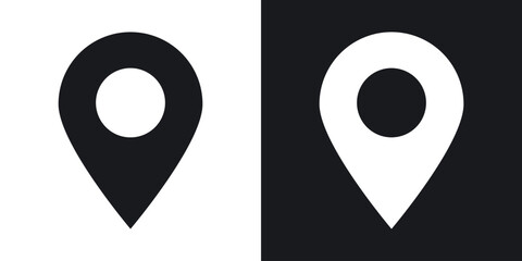 Navigation pin icon in black and white glyph versions