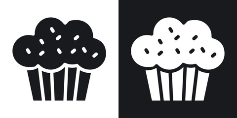 Muffin icon in black and white glyph versions