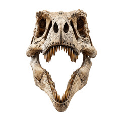 Naklejka premium Velociraptor skull with open jaws. Isolated white background. Png format