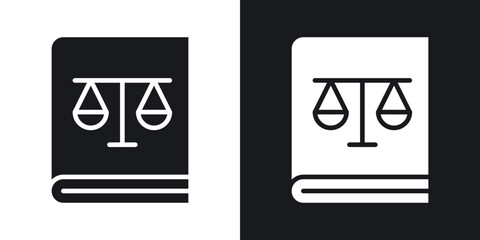 Law book icon in black and white glyph versions