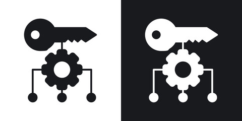 Key factor icon in black and white glyph versions