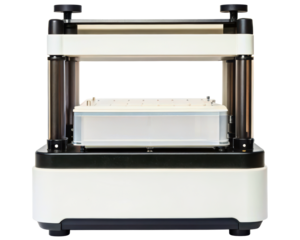 Modern laboratory equipment for gel electrophoresis experiment on a transparent background