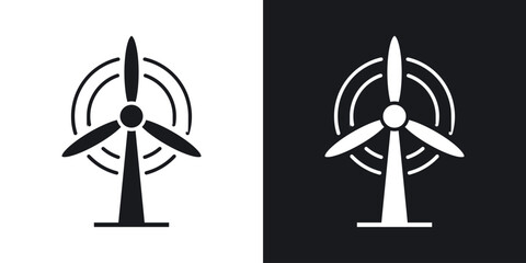 Eolic energy icon in black and white glyph versions © ramsey