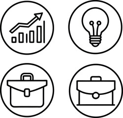 Minimal Business and Finance Icon Set &ndash; Flat Line Style Vector Collection