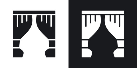Curtains icon in black and white glyph versions