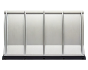 Metal snow plow blade attachment on a transparent background