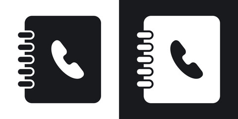 Contact book icon in black and white glyph versions