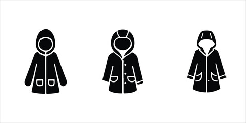 parka jacket vector set illustration on white background, parka jacket silhouette vector.