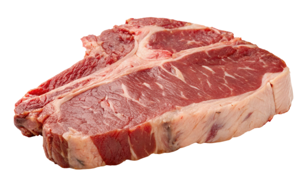 Raw beef t bone steak on white background isolated for fresh meat lovers and barbecue enthusiasts
