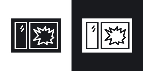 Broken window icon in black and white glyph versions