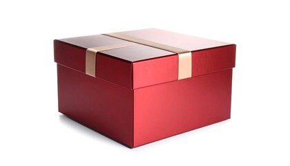 Red gift box with gold ribbon
