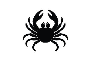 Fototapeta premium Simple Black Crab Illustration on White Background in Silhouette Style a Minimalist Design for Marine Life and Seafood silhouette