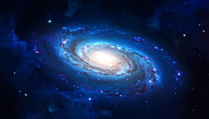 Fototapeta premium Majestic spiral galaxy with bright core and swirling arms in deep space