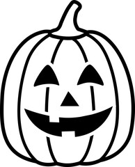 Autumn Halloween Jack-o-lantern outline.
Halloween pumpkin  with face outline isolated.
Halloween pumpkin black line vector.
Transparent background.