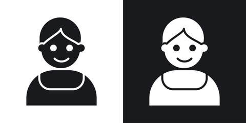 Baby boy icon in black and white glyph versions
