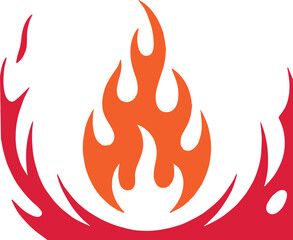 abstract fire flame vector icon design, hot burning blaze graphic illustration, red and orange flame symbol template, danger heat warning vector artwork