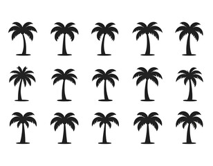 Fototapeta premium Minimalist Palm Tree Icon Collection Vector Style isolated on transparent background.